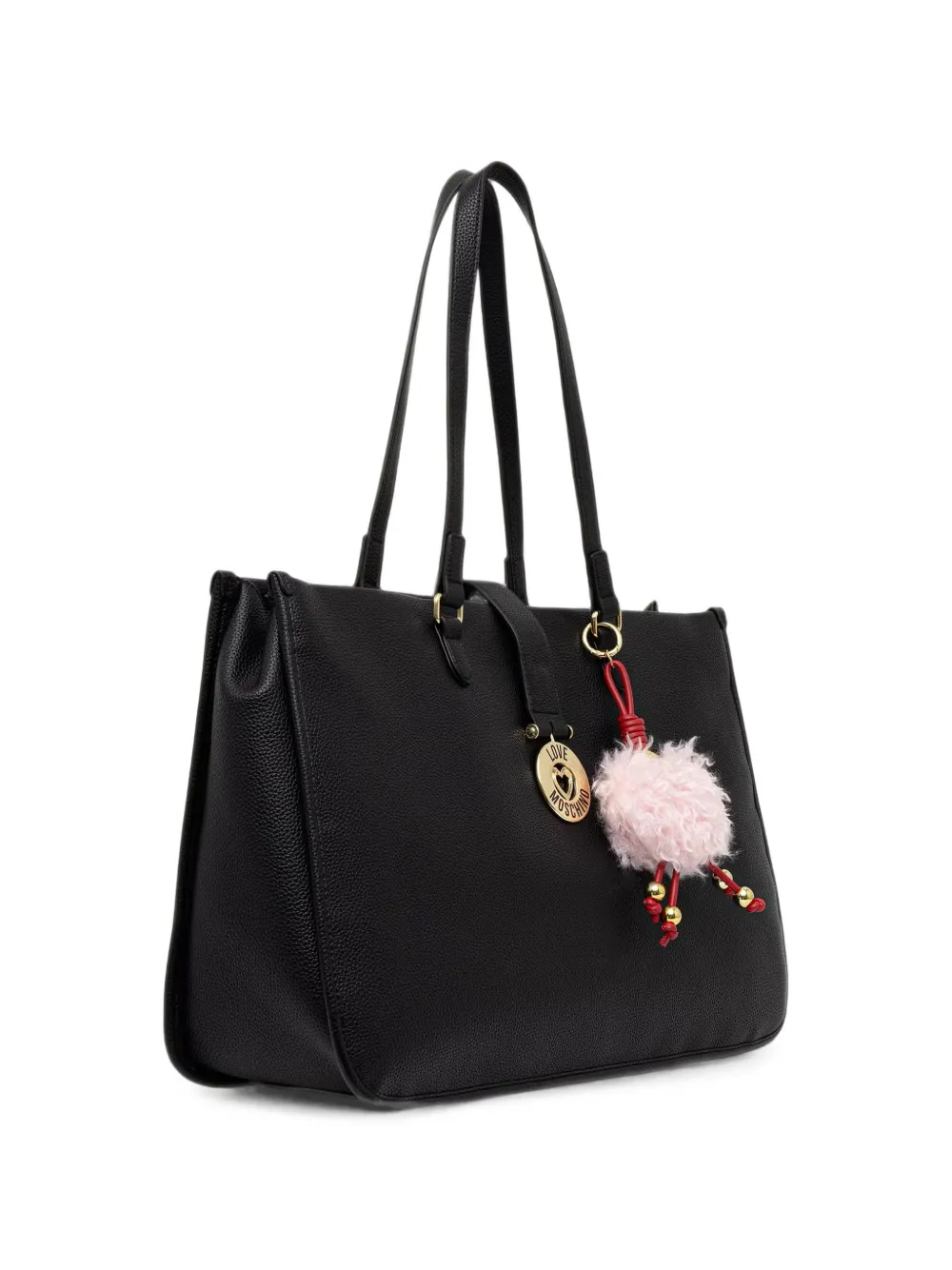 Love Moschino Shopper met tassenbedel en logo-plakkaat Zwart