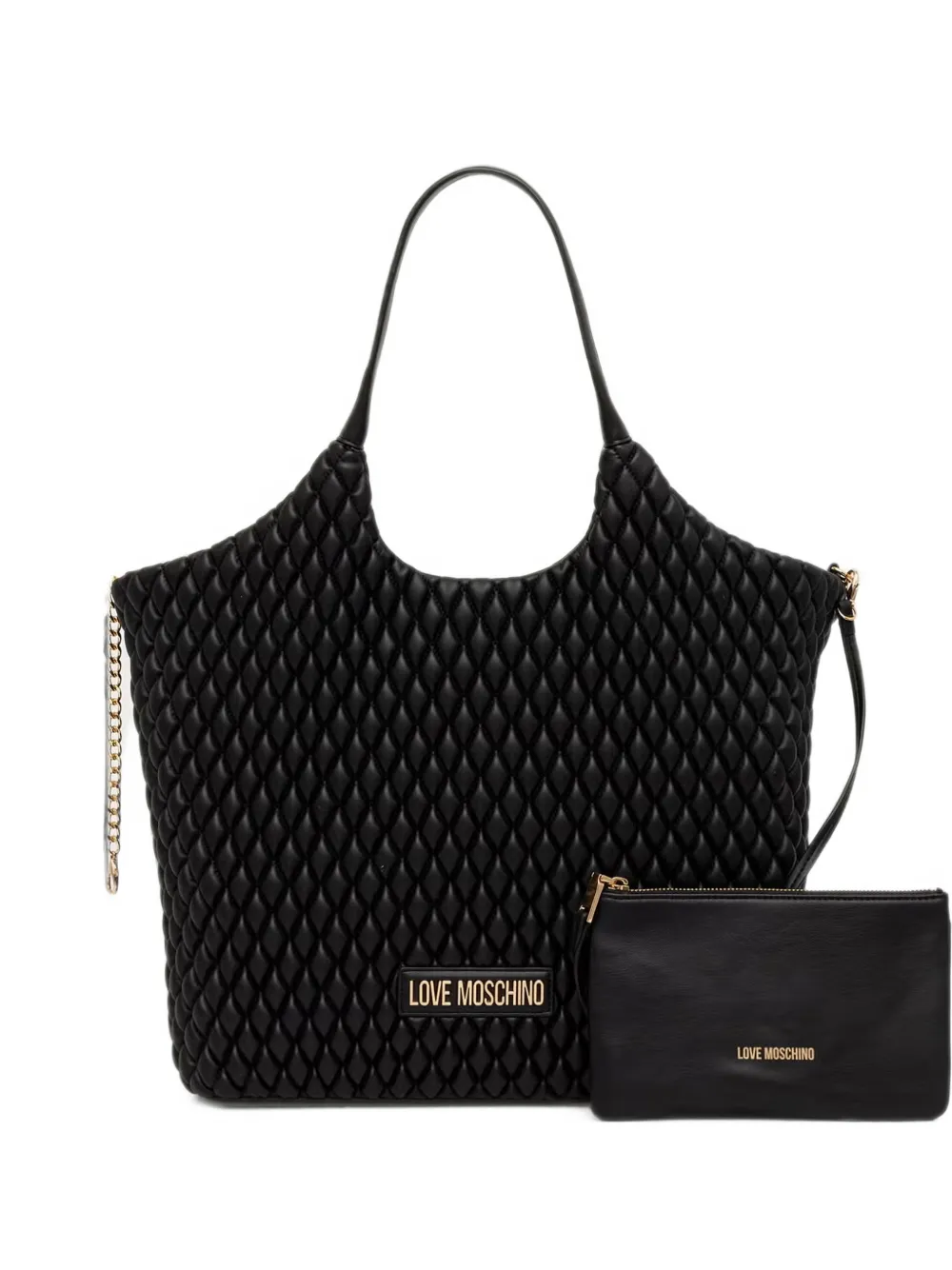 Love Moschino quilted logo-plaque tote bag - Nero