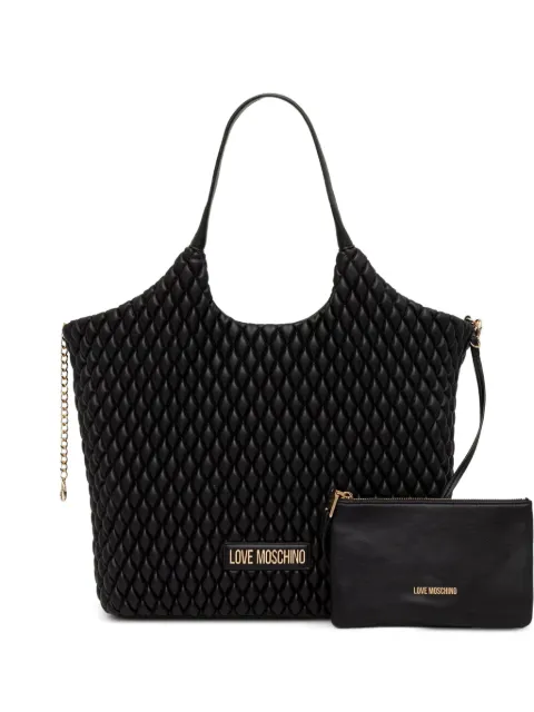 Love Moschino quilted logo-plaque tote bag