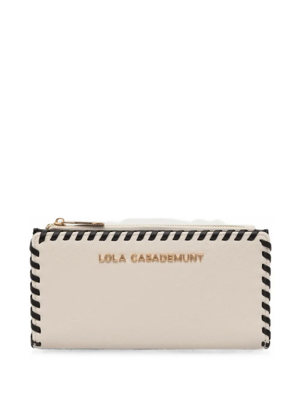 Lola Casademunt whipstitch-trim logo-plaque wallet - Toni neutri