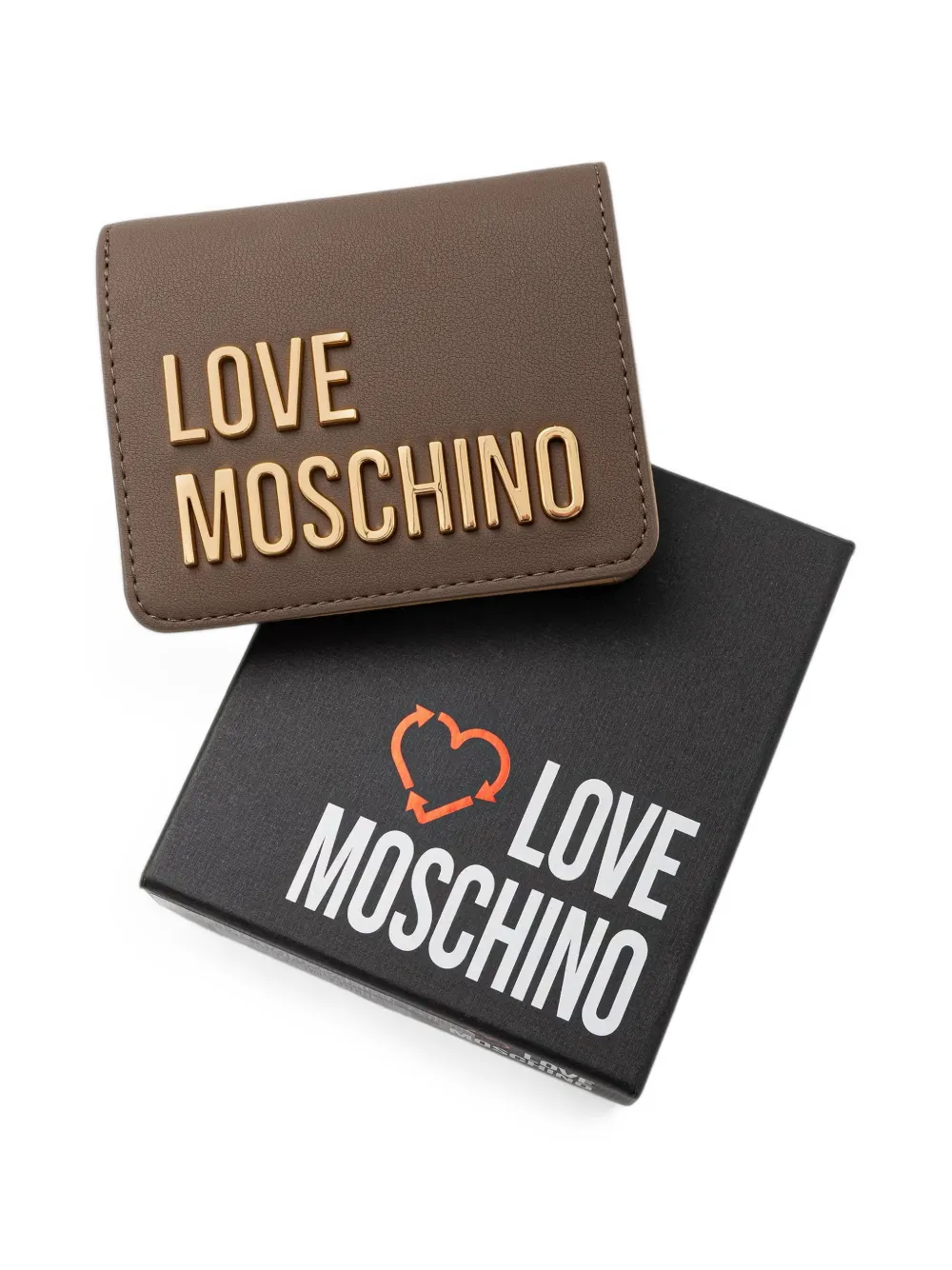 Love Moschino Portemonnee met logoplakkaat Bruin