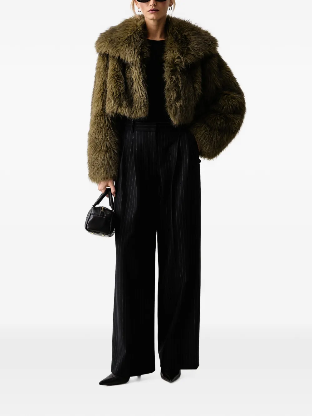 LUISA SPAGNOLI Geplooide pantalon met krijtstreep Zwart