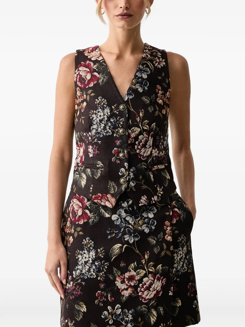 LUISA SPAGNOLI Semaforo floral-jacquard waistcoat