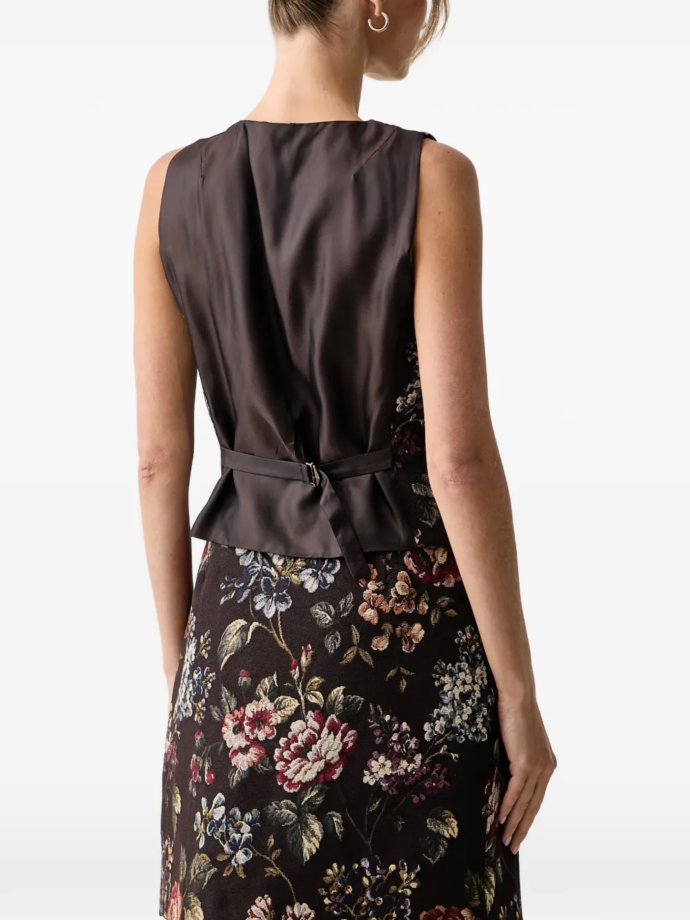 LUISA SPAGNOLI Semaforo gilet met bloemen-jacquard Bruin
