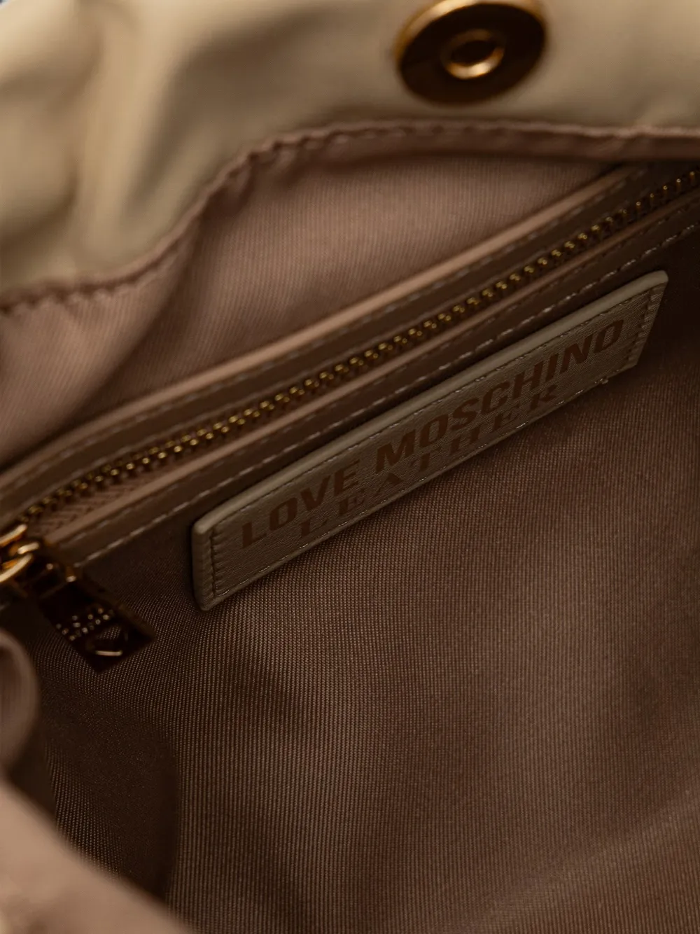 Love Moschino Geknoopte shopper met hartplakkaat Beige