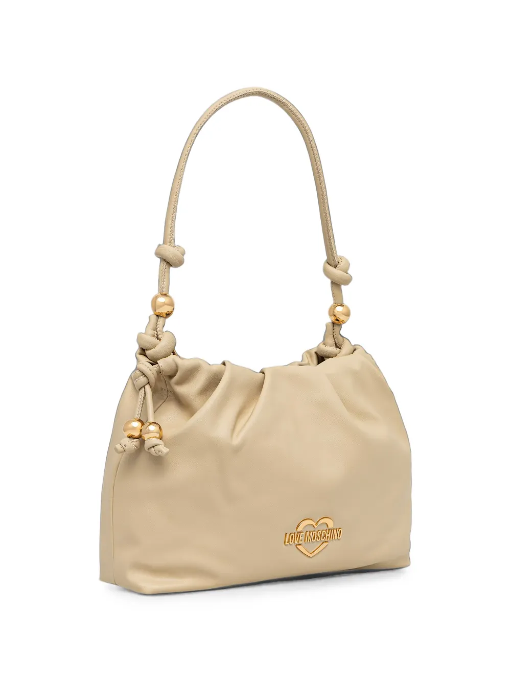 Love Moschino Geknoopte shopper met hartplakkaat Beige