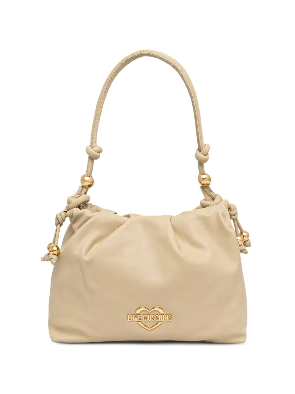 Love Moschino Geknoopte shopper met hartplakkaat Beige