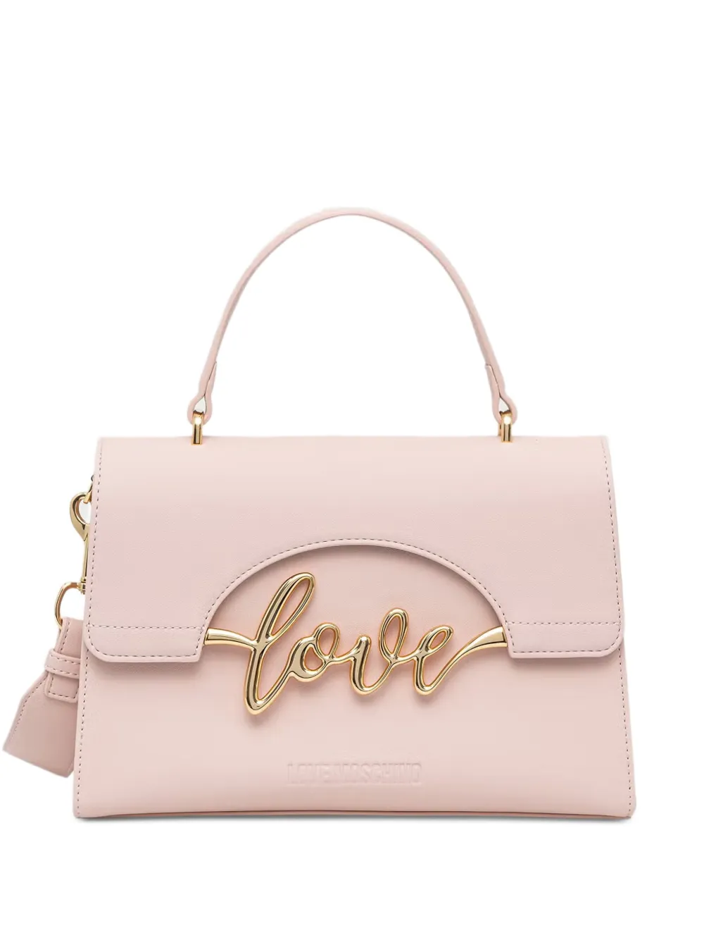 Love Moschino Schultertasche mit Logo-Schild - Rosa