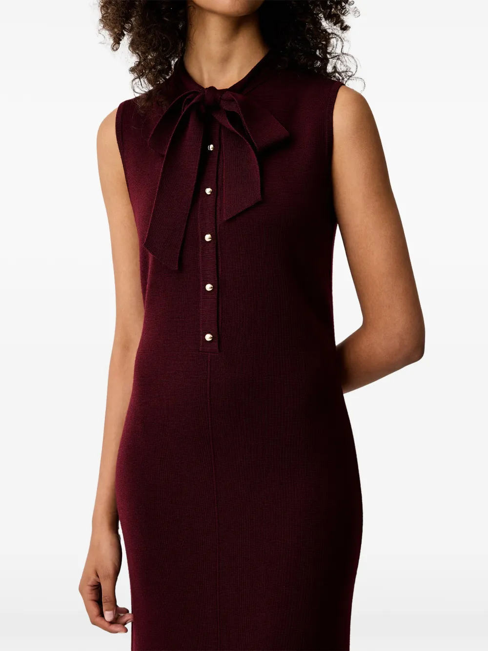 LUISA SPAGNOLI Masuria bow-detail belted midi dress Rood