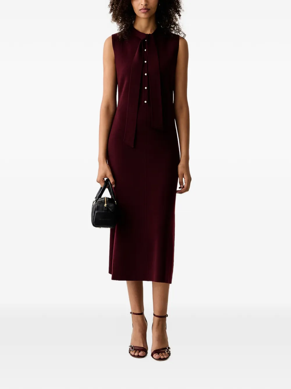 LUISA SPAGNOLI Masuria bow-detail belted midi dress - Rot