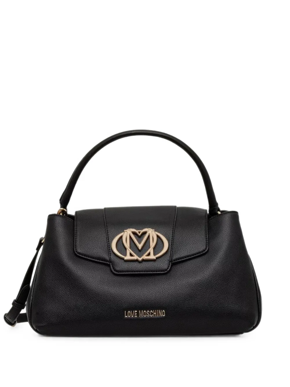 Love Moschino logo-plaque pebbled tote bag - Nero