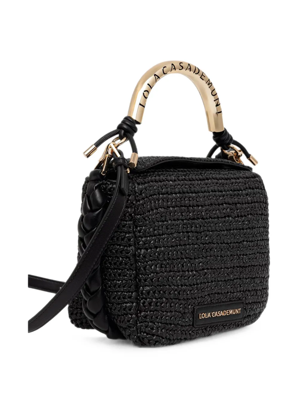 Lola Casademunt Shopper met geweven effect en handvat met logo Zwart