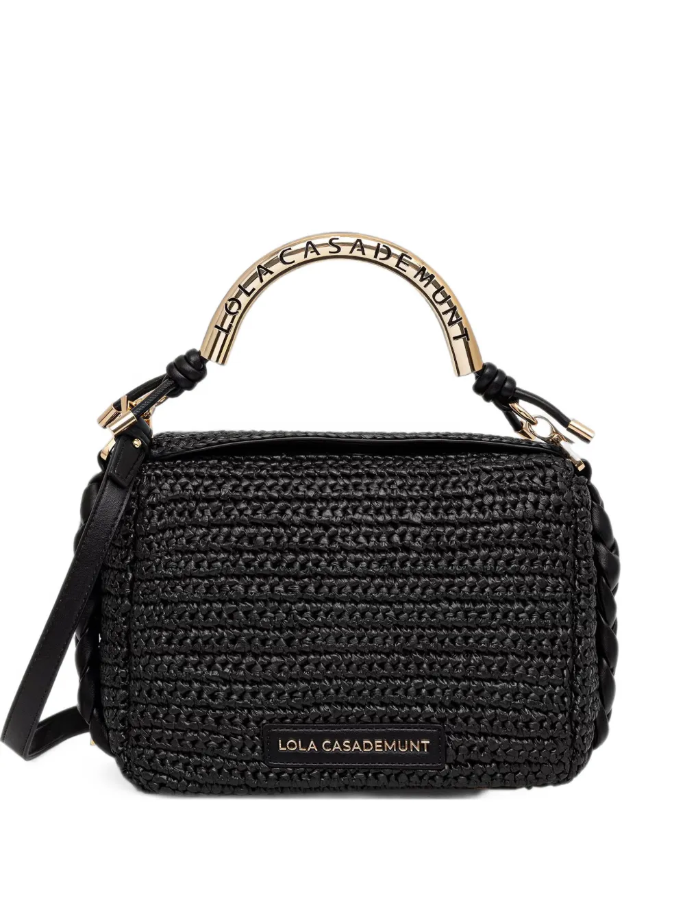 Lola Casademunt Shopper met geweven effect en handvat met logo Zwart