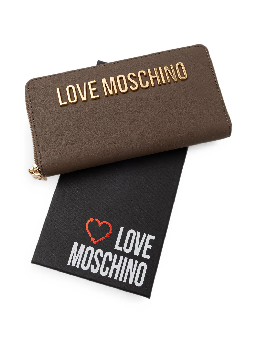 Love Moschino Portemonnee met logoplakkaat Bruin