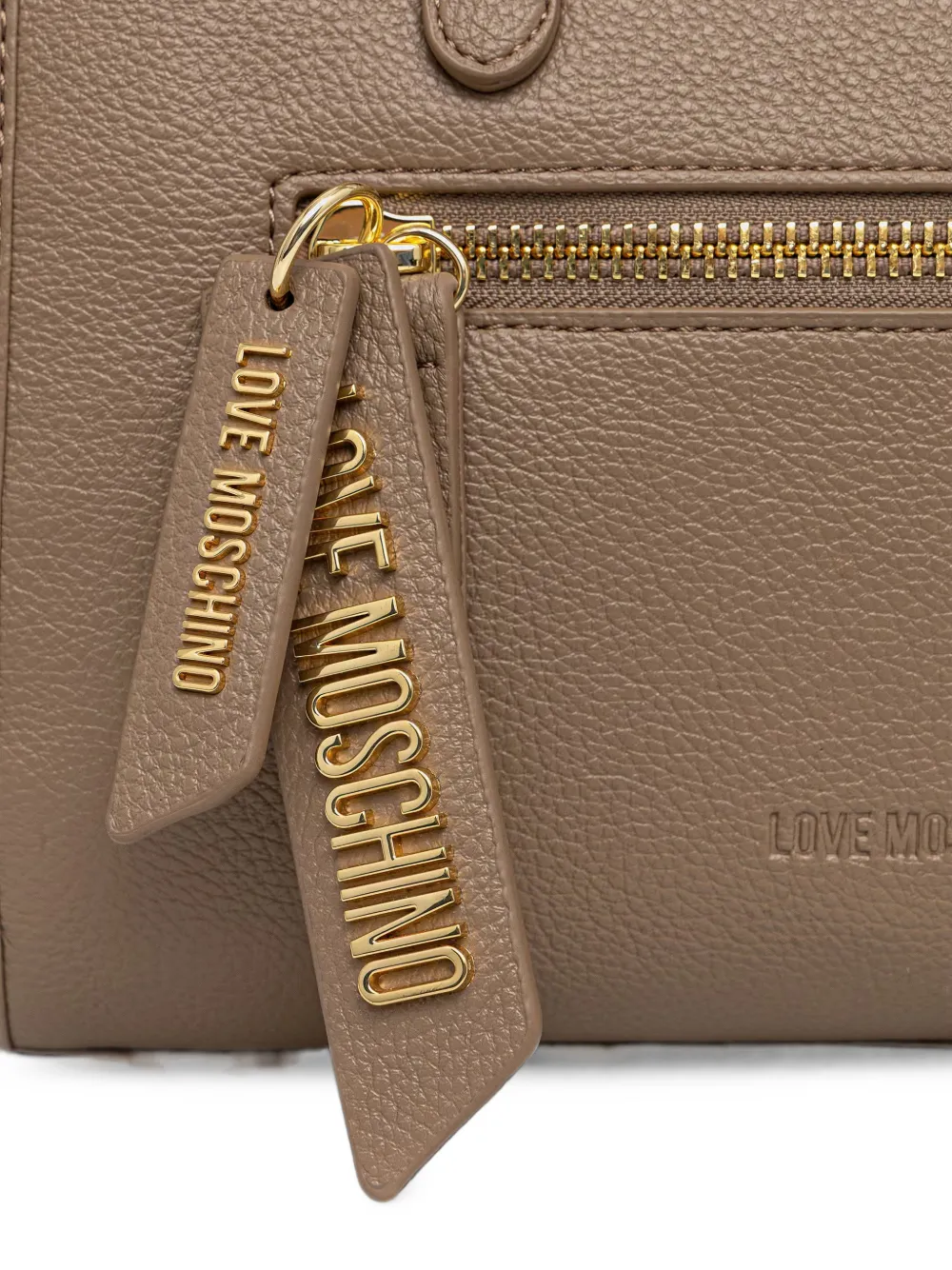 Love Moschino Shopper met logoplakkaat Beige