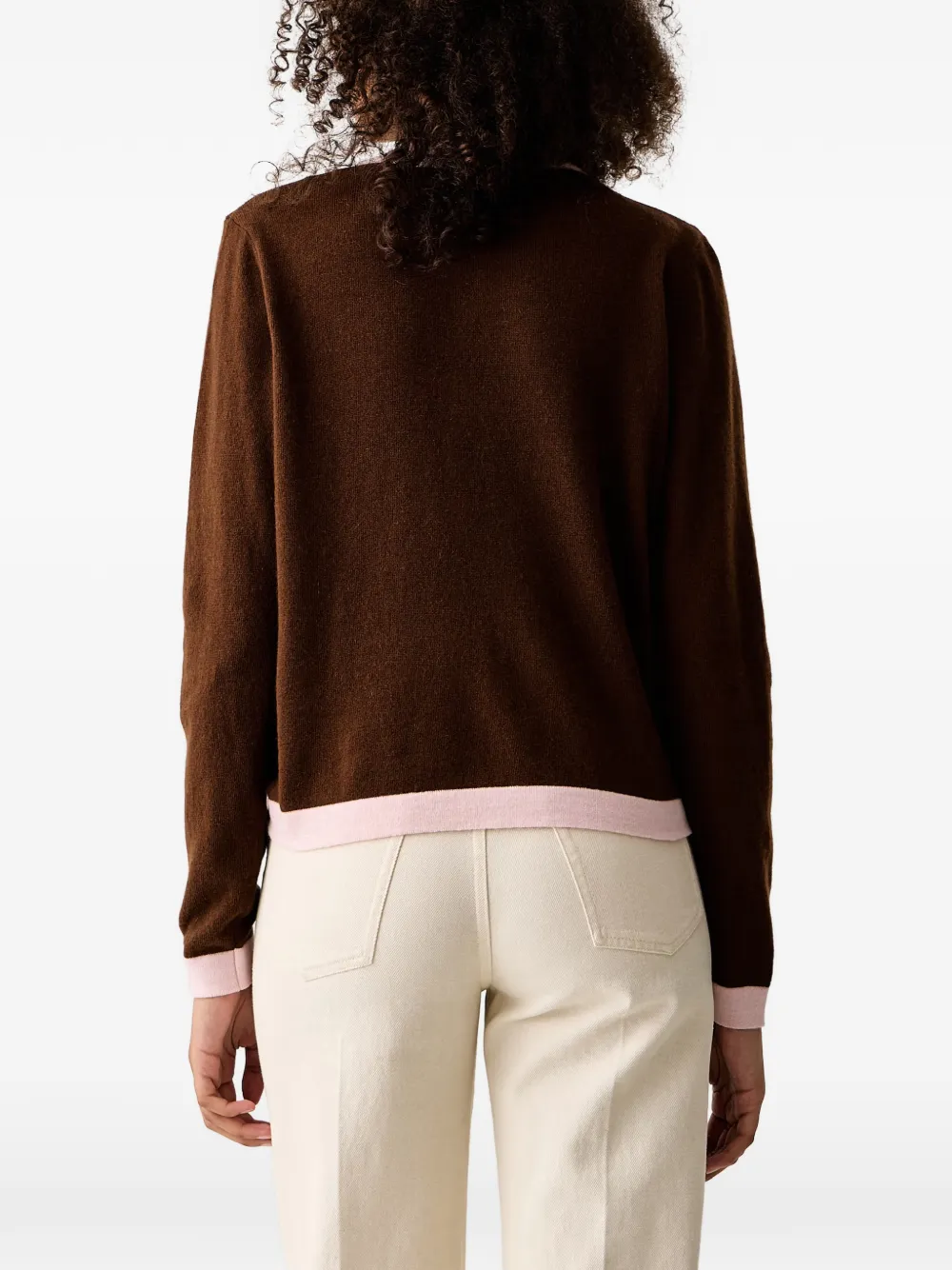LUISA SPAGNOLI Cuoricino vest met contrasterende afwerking en knopen Bruin