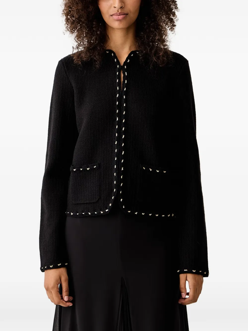 LUISA SPAGNOLI cardigan à ornements et texture bouclée - Noir LUISA SPAGNOLI cardigan à ornements et texture bouclée - Noir