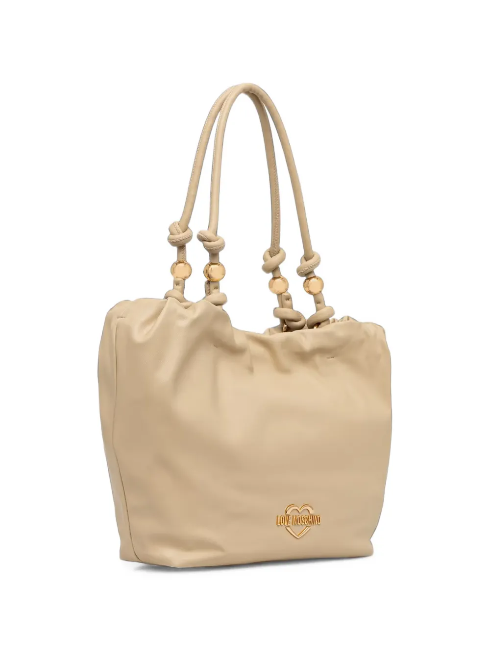 Love Moschino Geknoopte schoudertas met logoplakkaat Beige
