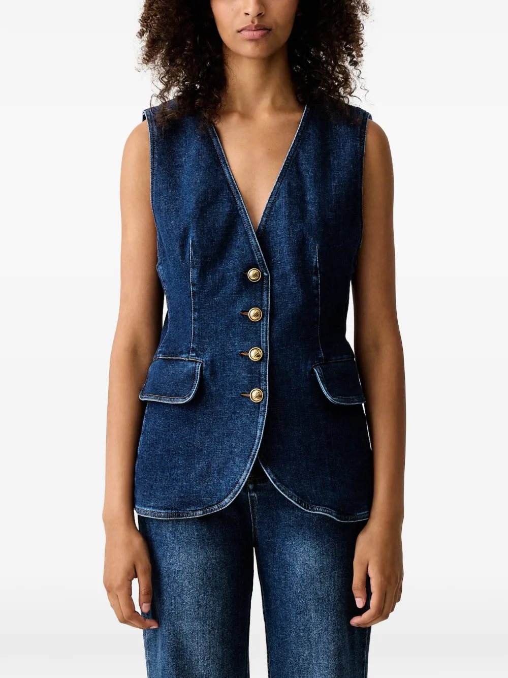 LUISA SPAGNOLI button-fastening denim waistcoat