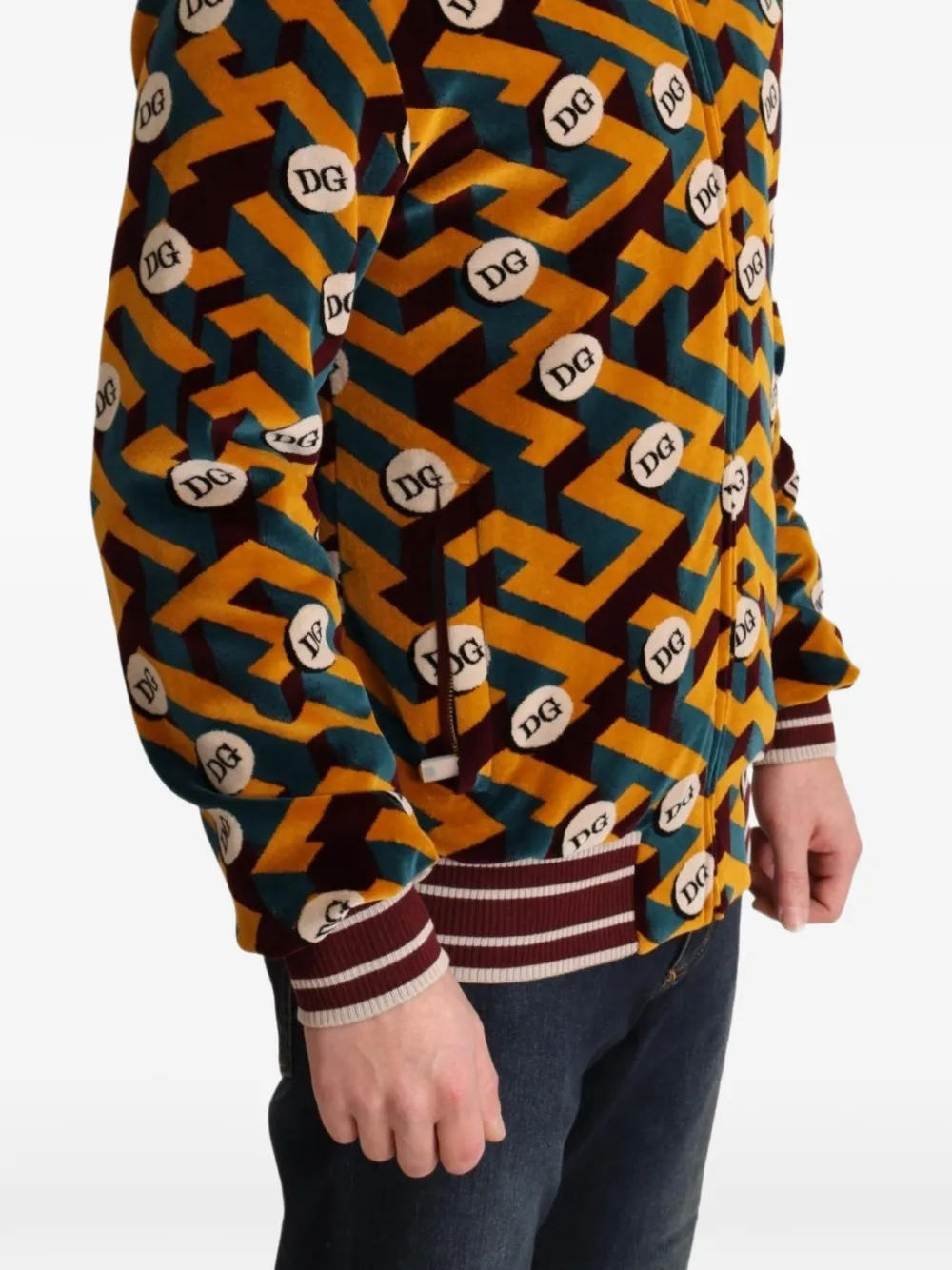 Dolce & Gabbana geometric-pattern zip-up sweatshirt Geel