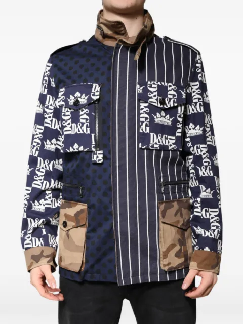 Dolce & Gabbana patchwork logo-print military jacket