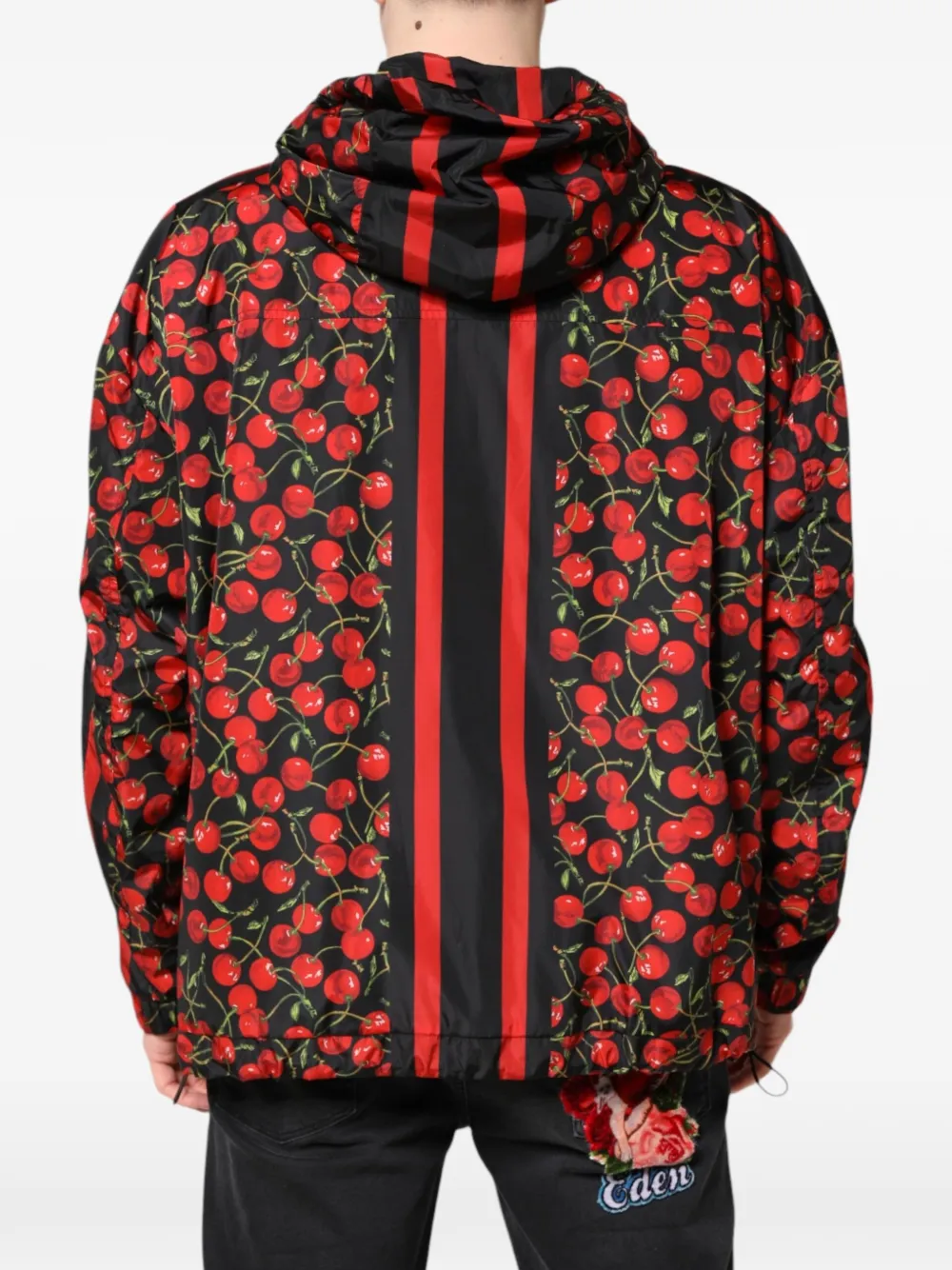 Dolce & Gabbana Jack met capuchon en kersen-print Zwart