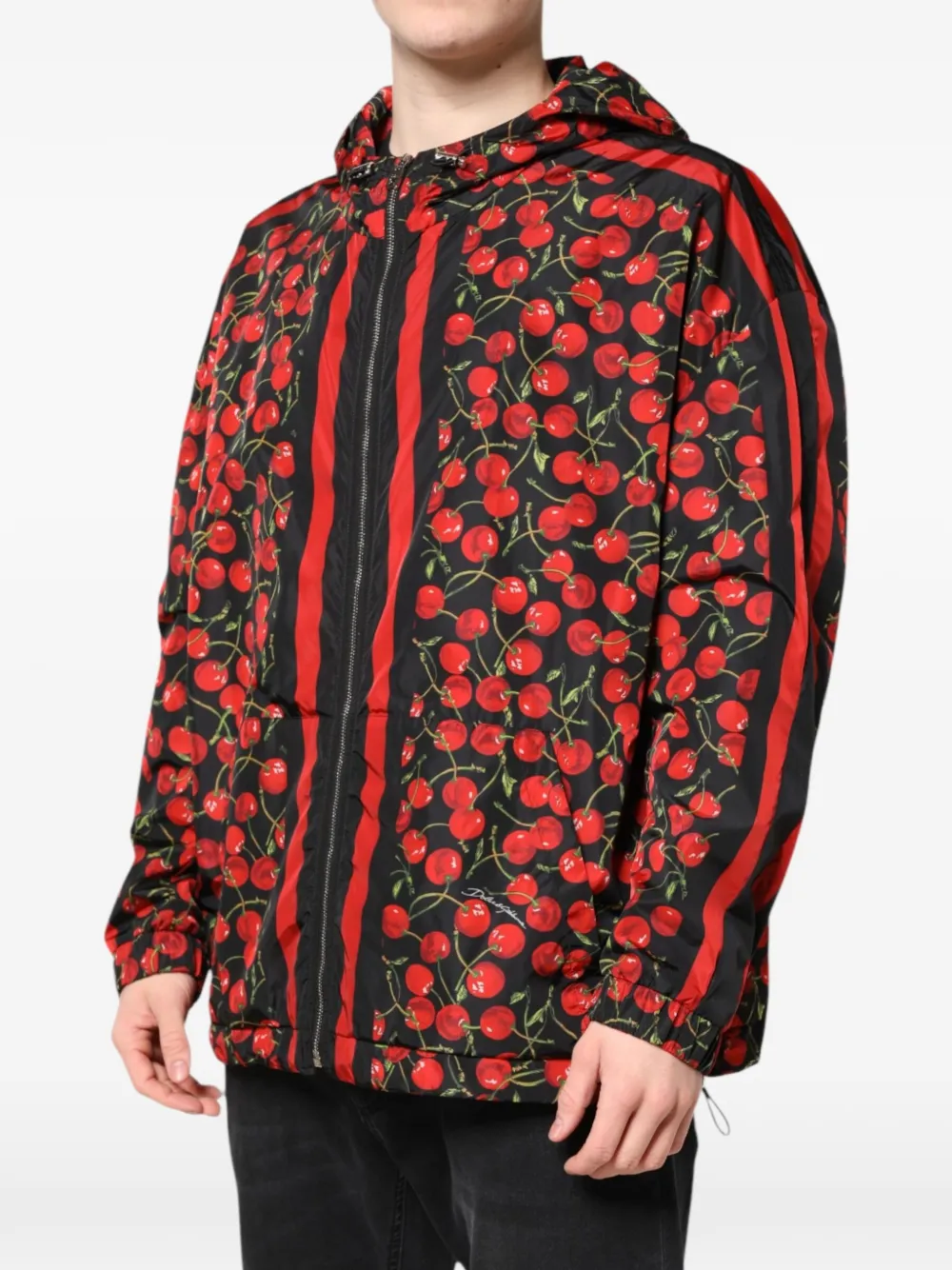 Dolce & Gabbana Jack met capuchon en kersen-print Zwart