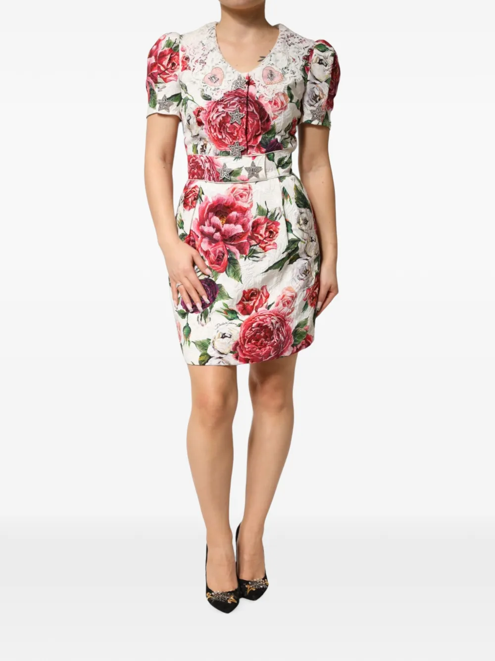 Dolce & Gabbana Kleid mit Blumenprint - Weiß