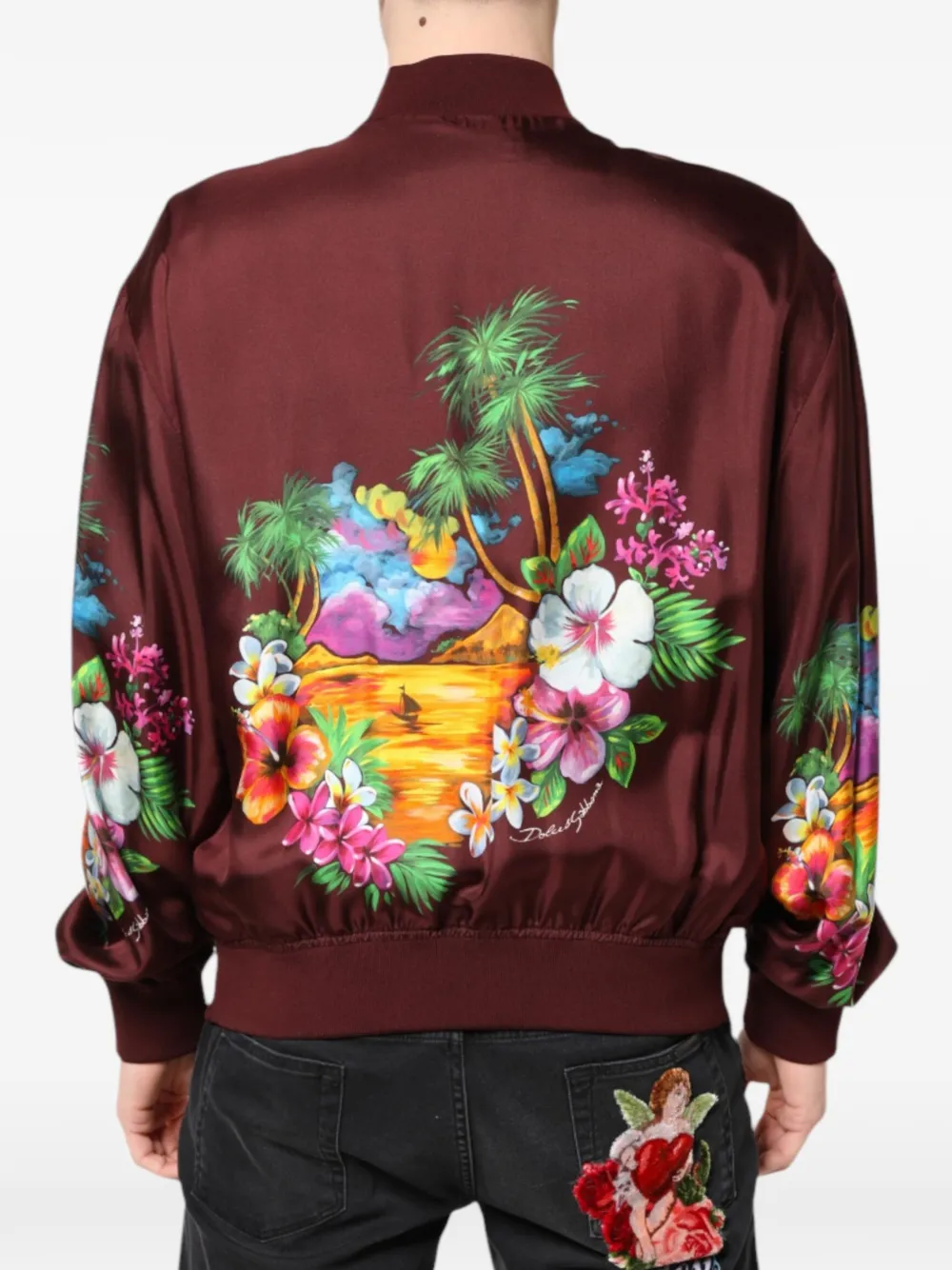 Dolce & Gabbana tropical-print silk jacket Bruin