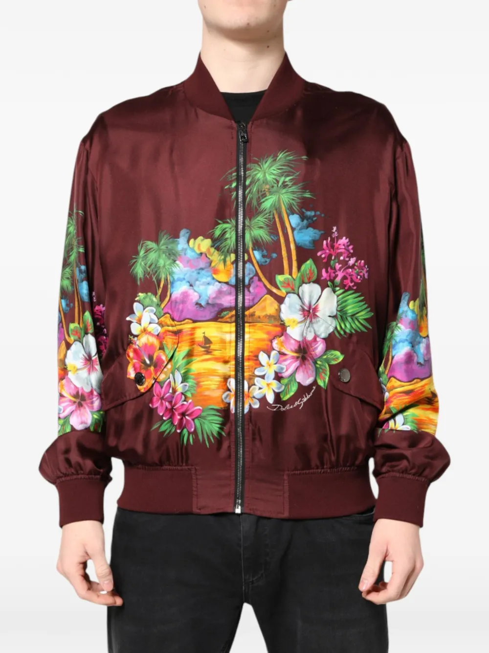 Dolce & Gabbana tropical-print silk jacket