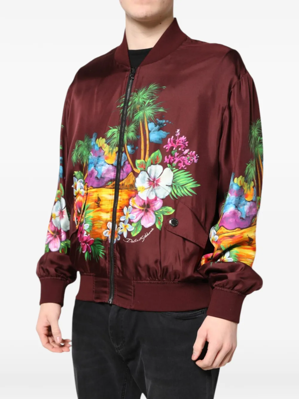 Dolce & Gabbana tropical-print silk jacket Bruin
