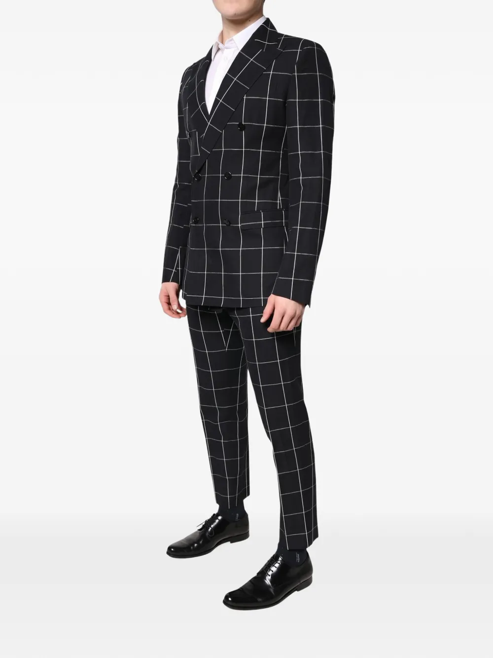 Dolce & Gabbana Taormina checked double-breasted suit Zwart