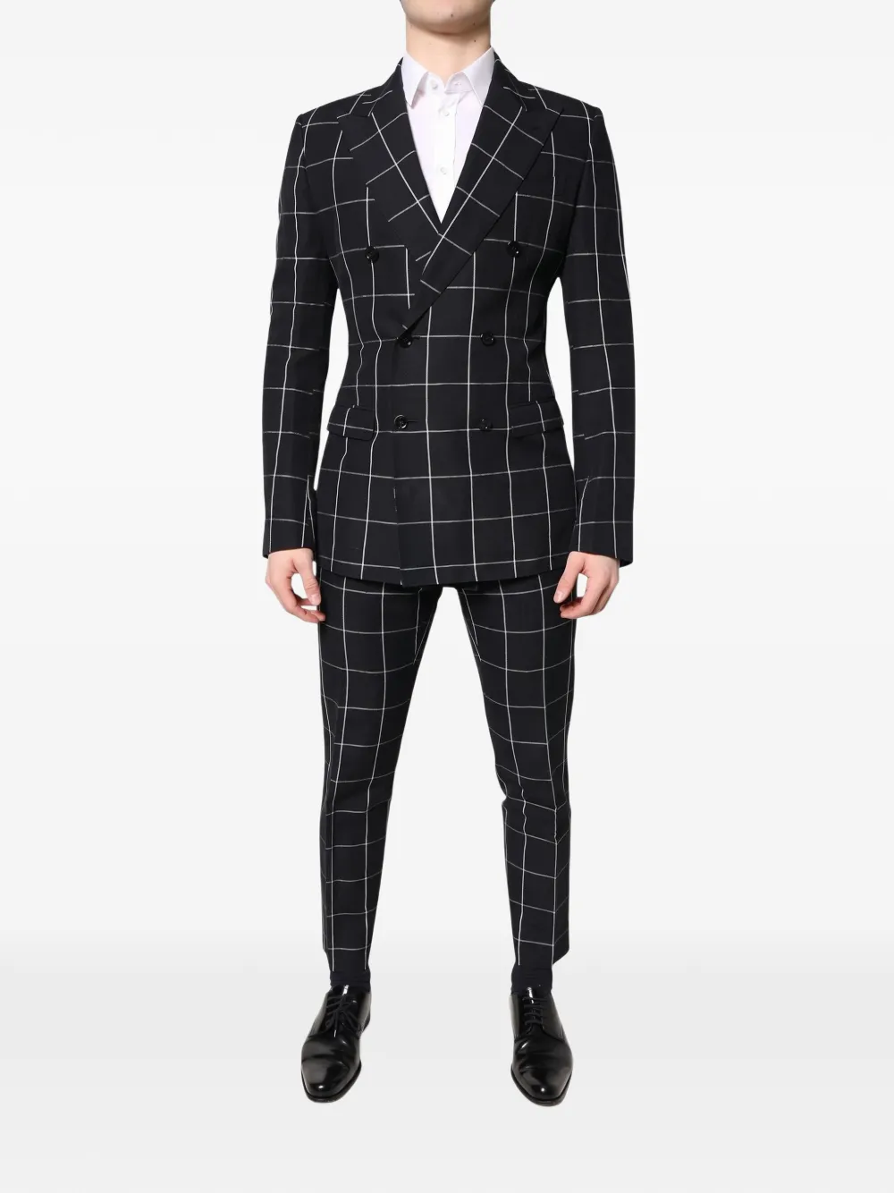 Dolce & Gabbana Taormina checked double-breasted suit Zwart