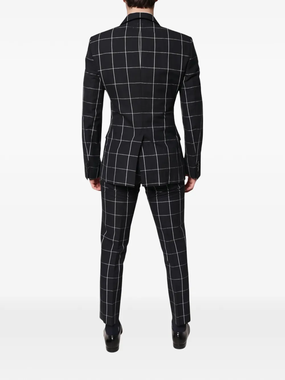 Dolce & Gabbana Taormina checked double-breasted suit Zwart