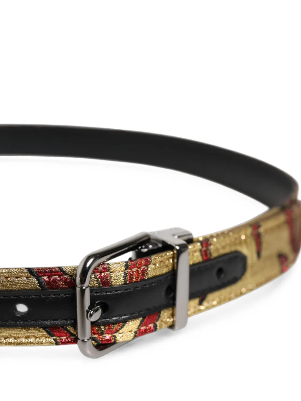 Dolce & Gabbana Riem met bloemen-jacquard en gesp Goud