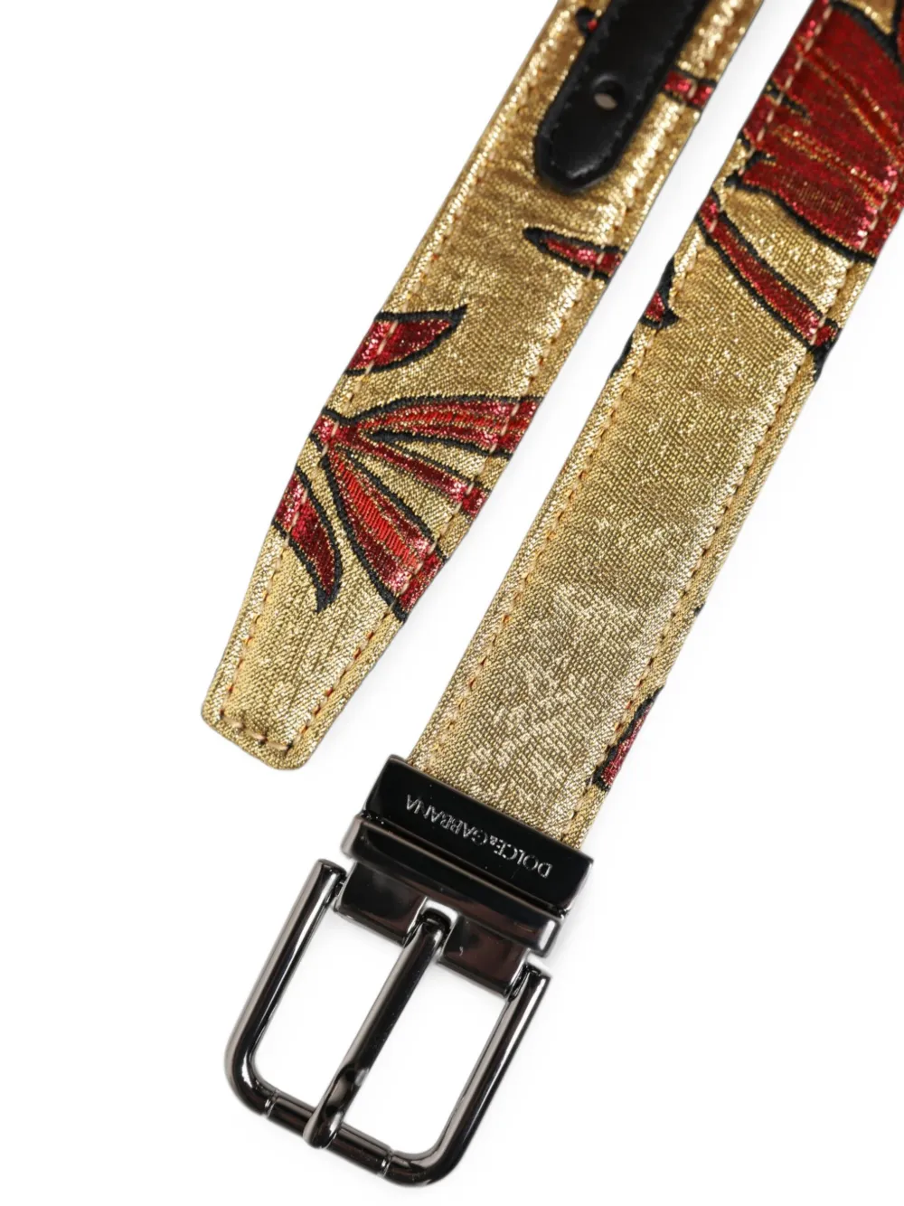 Dolce & Gabbana Riem met bloemen-jacquard en gesp Goud