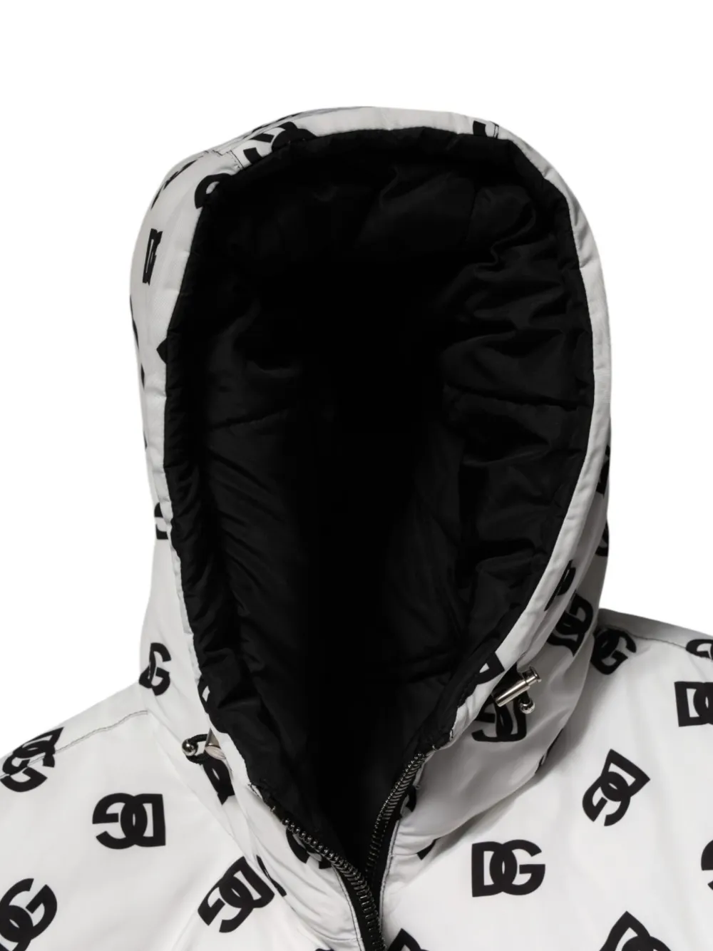 Dolce & Gabbana DG Monogram gewatteerd jack met capuchon Wit