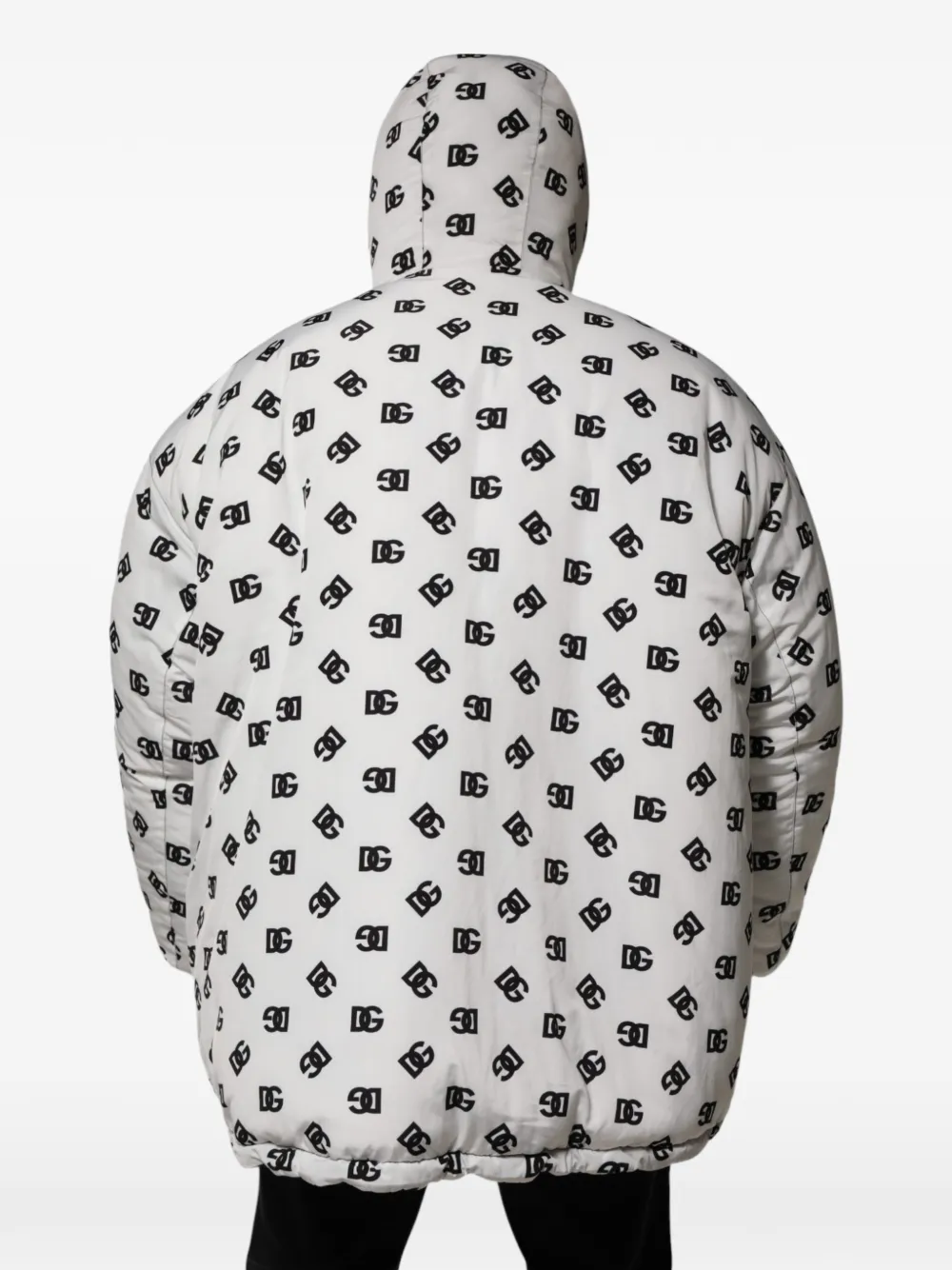 Dolce & Gabbana DG Monogram gewatteerd jack met capuchon Wit