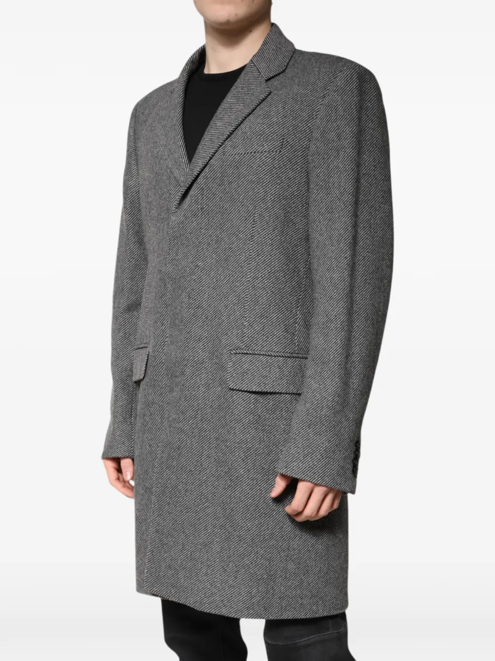 Dolce & Gabbana Wollen mantel met enkele rij knopen Grijs