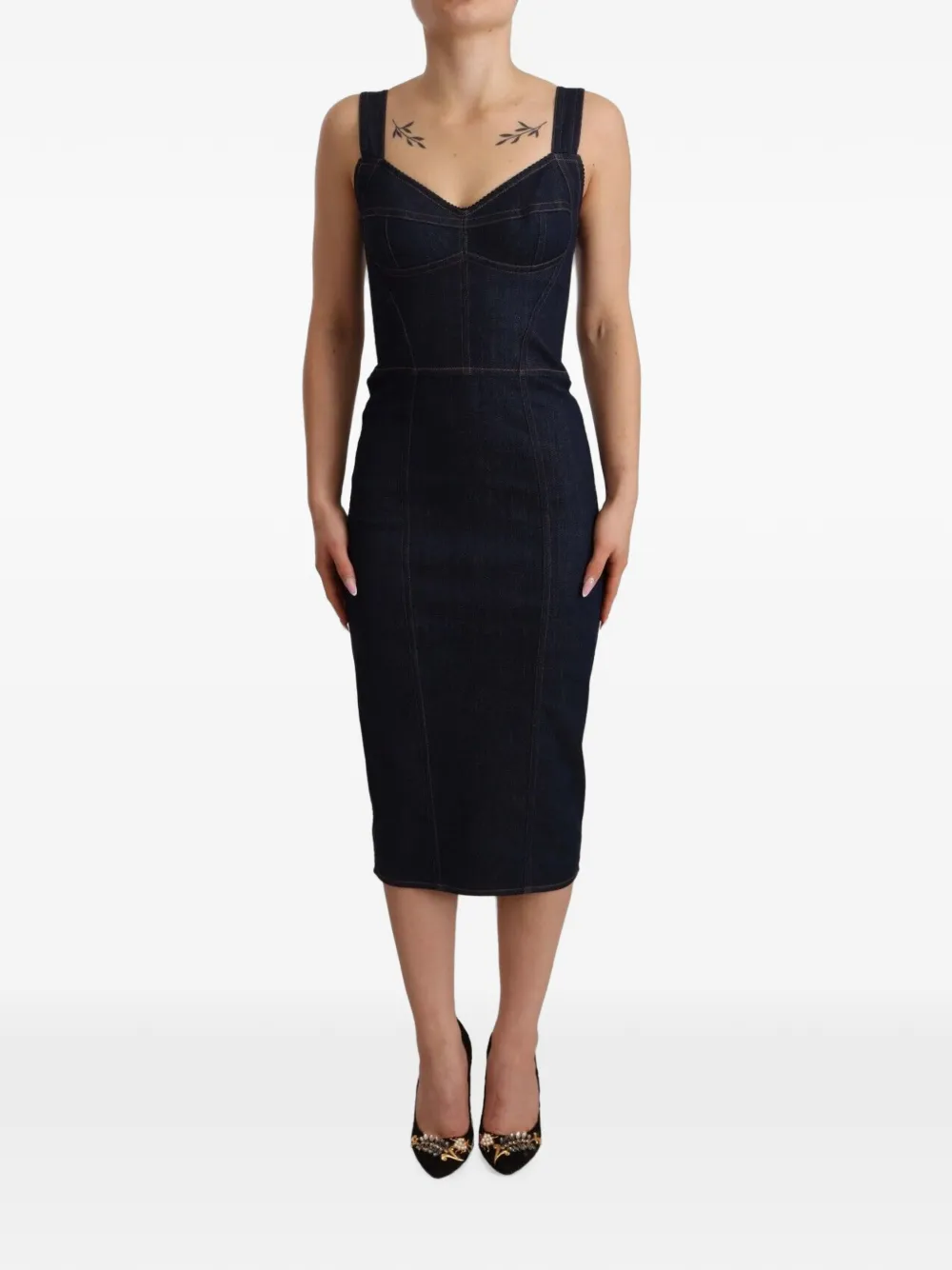 Dolce & Gabbana V-neck denim dress - Bleu