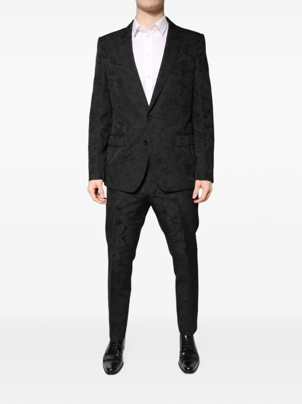 Dolce & Gabbana floral-jacquard two-piece suit Zwart