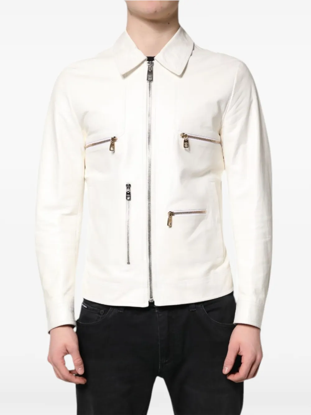Dolce & Gabbana collared zip-up jacket - Bianco