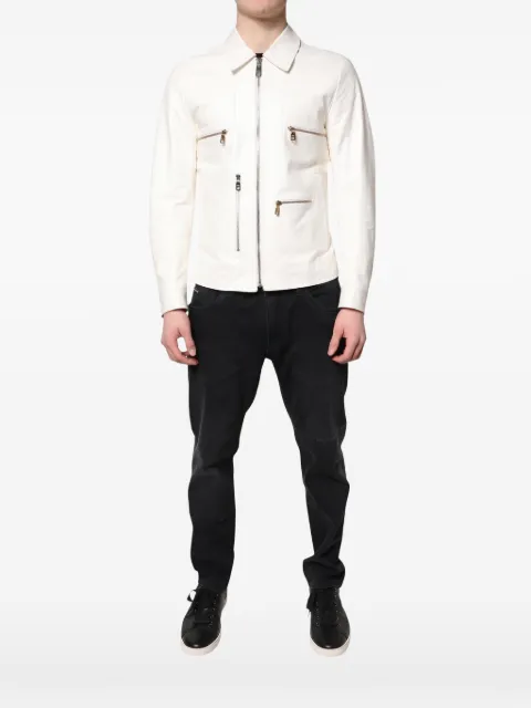 Dolce & Gabbana collared zip-up leather jacket