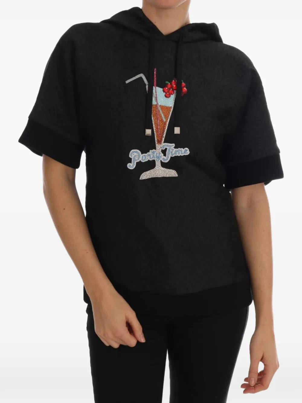 Dolce & Gabbana crystal-embellished short-sleeve hoodie