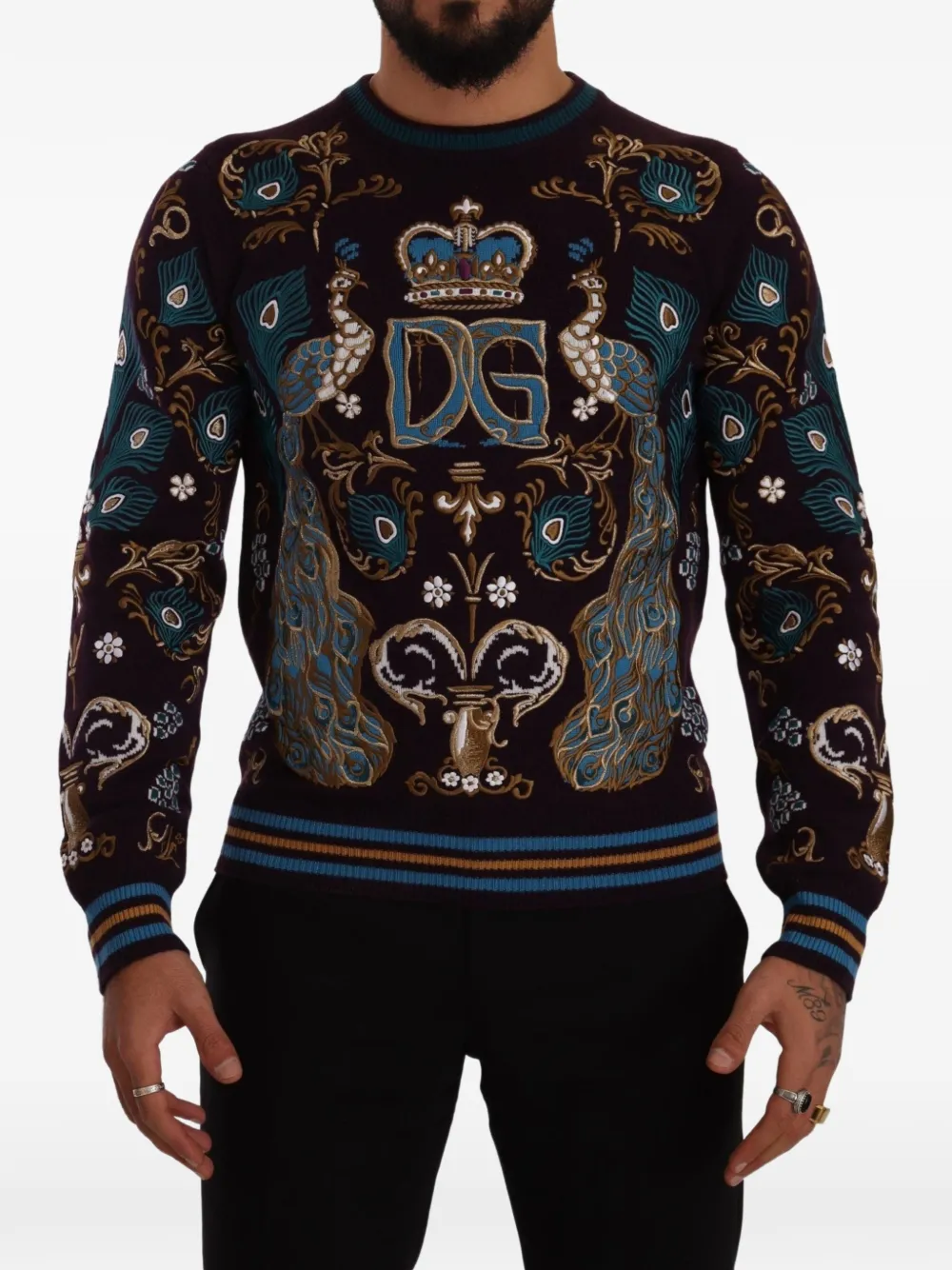 Dolce & Gabbana DG Crown embroidered sweater - Purple