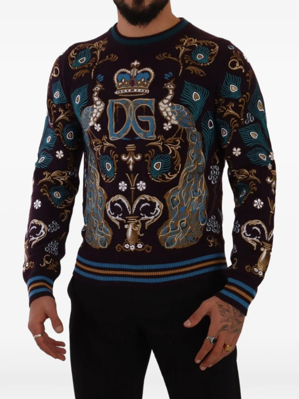 Dolce & Gabbana DG Crown embroidered sweater Paars