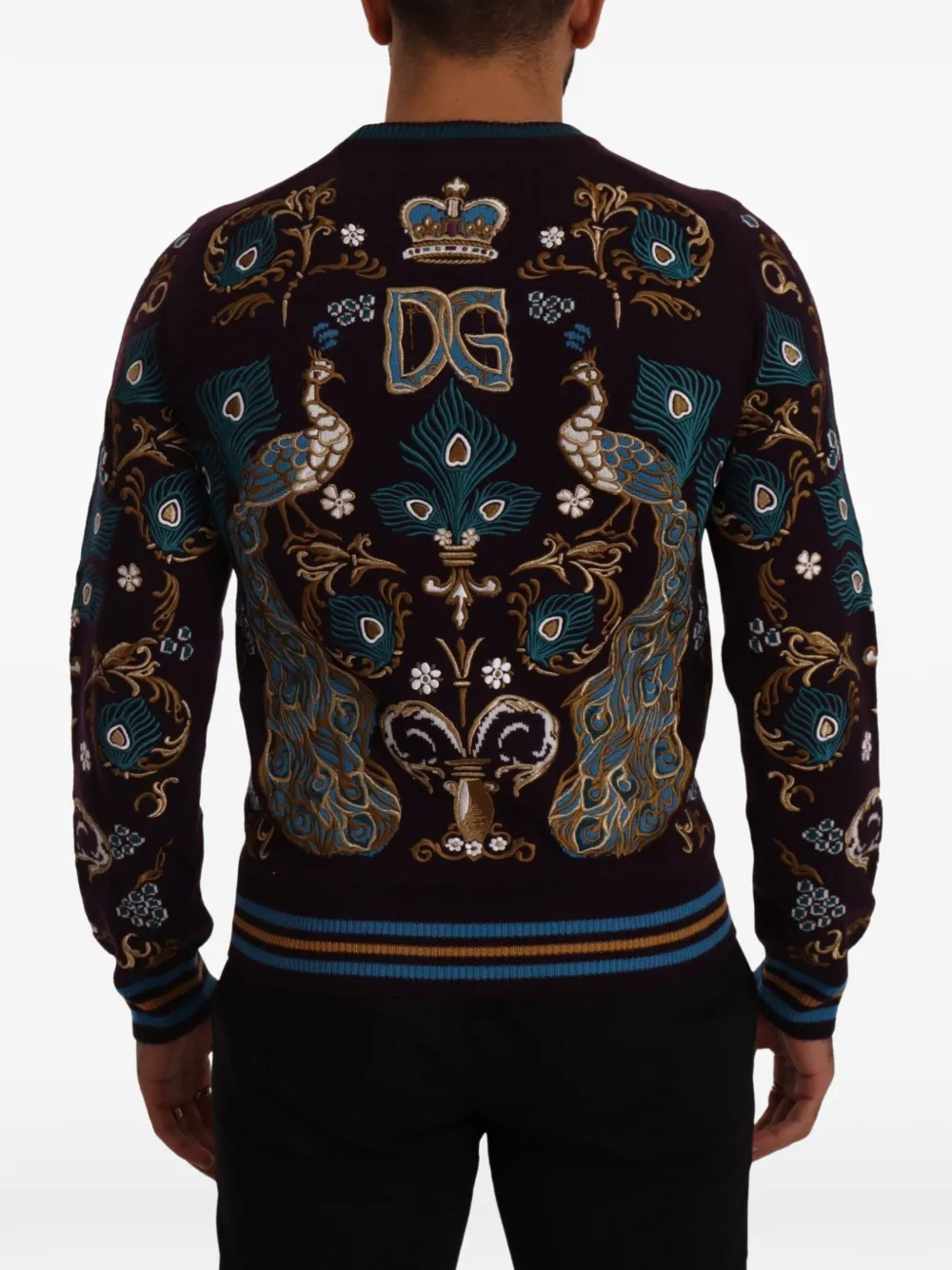 Dolce & Gabbana DG Crown embroidered sweater Paars