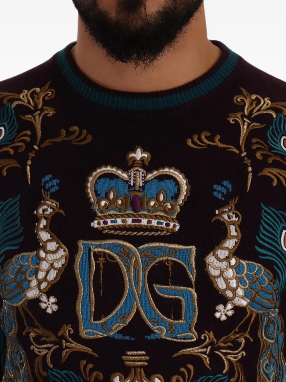 Dolce & Gabbana DG Crown embroidered sweater Paars