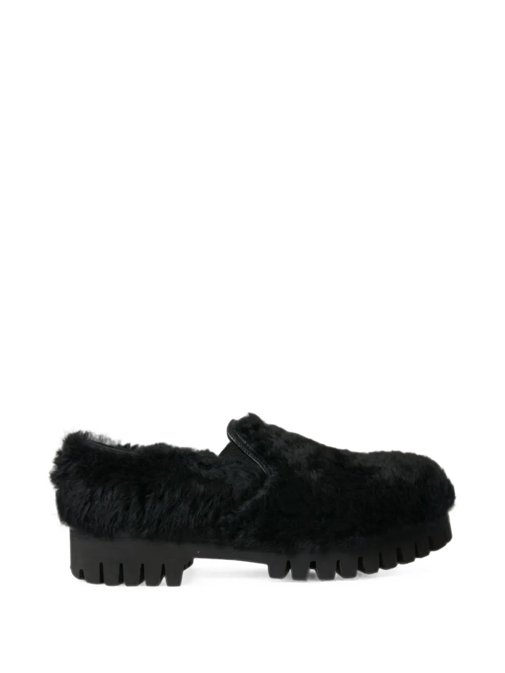 Dolce & Gabbana fur-covered lug-sole loafers - Nero