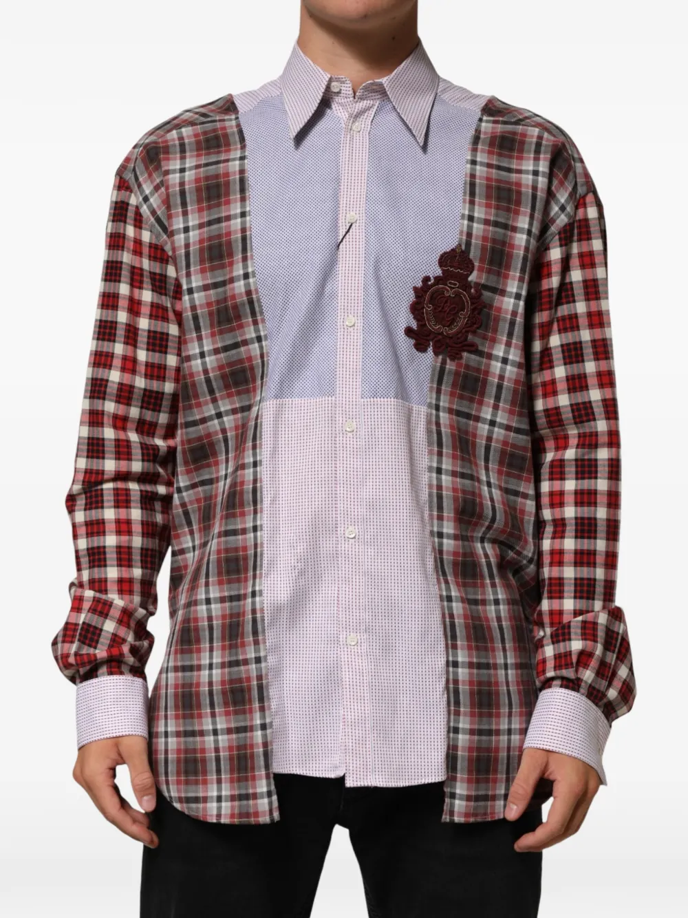 Dolce & Gabbana patchwork checkered shirt - Rosso